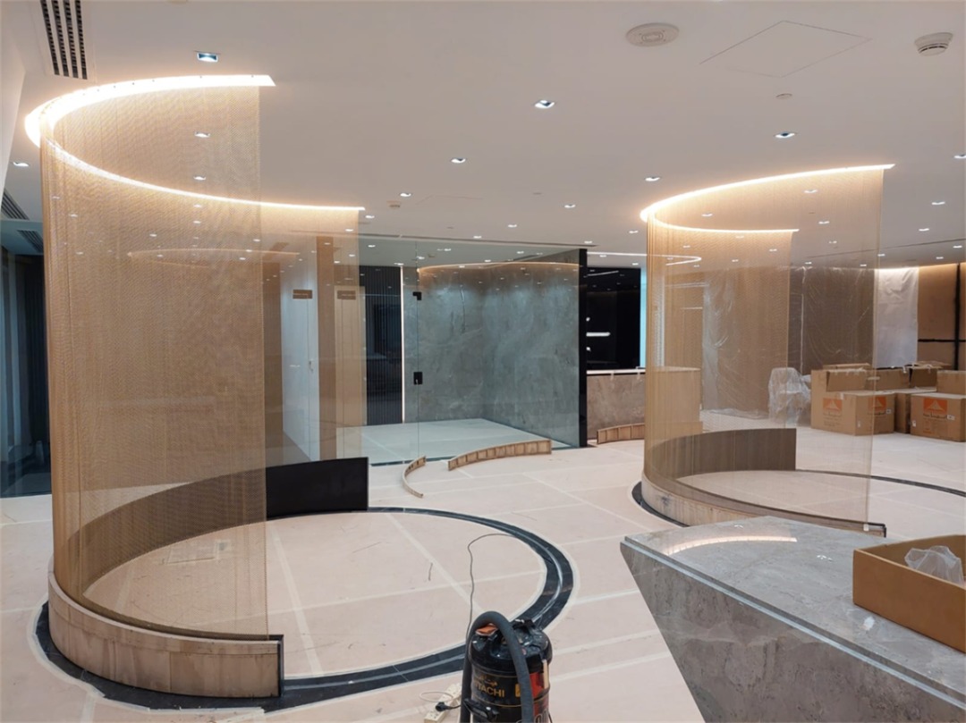 Custom metal curtain installation